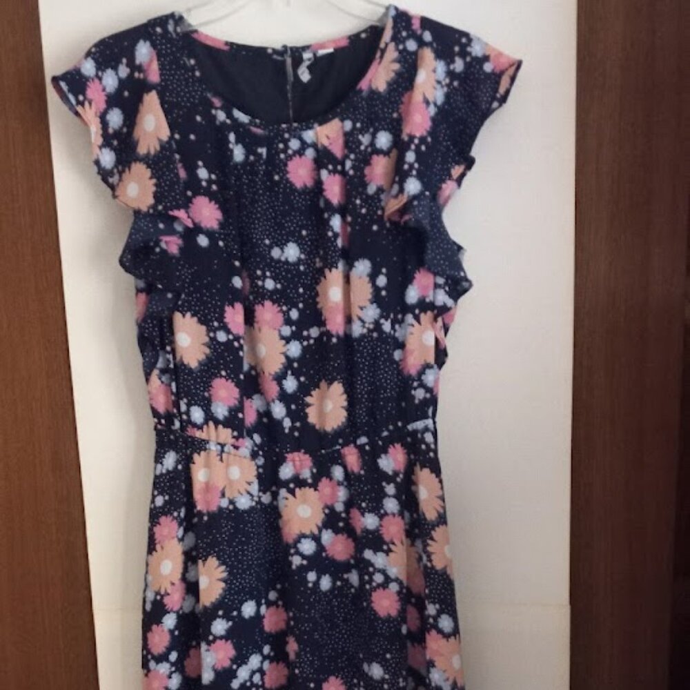 Elle print floral dress with elastic waist